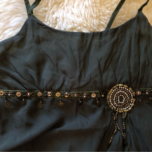 Olive Green tank top with beaded detailing - Picture 2 of 3